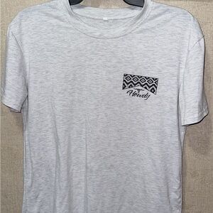 Gray T-Shirt with Black Patterned Pocket